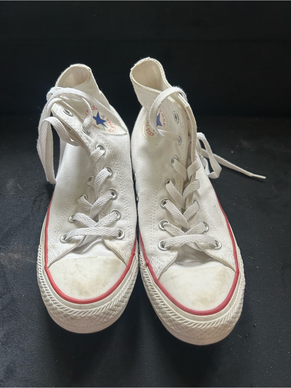 Converse High Top Sneakers - White with Red Trim